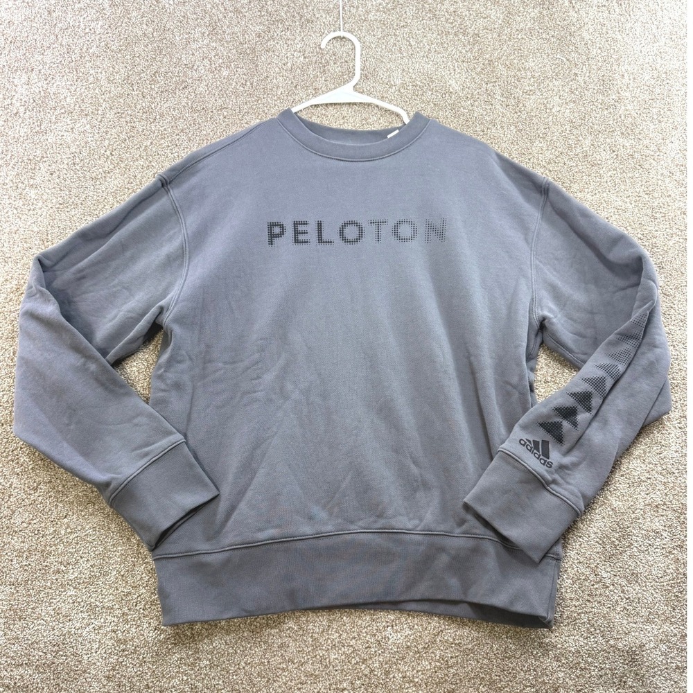 Adidas Peloton Womens Gray Crewneck Sweatshirt Fleece Medium Athleisure Workout